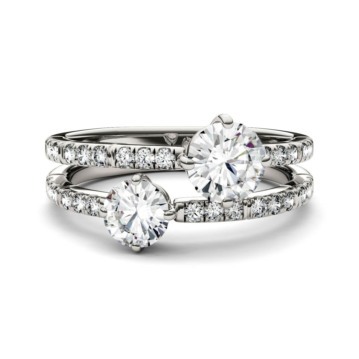 1.60 CTW DEW Round Moissanite Fashion Ring in 14K White Gold