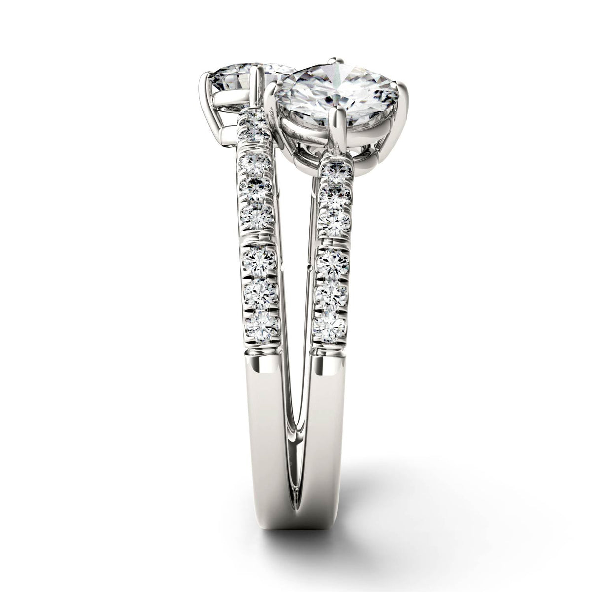 1.60 CTW DEW Round Moissanite Fashion Ring in 14K White Gold