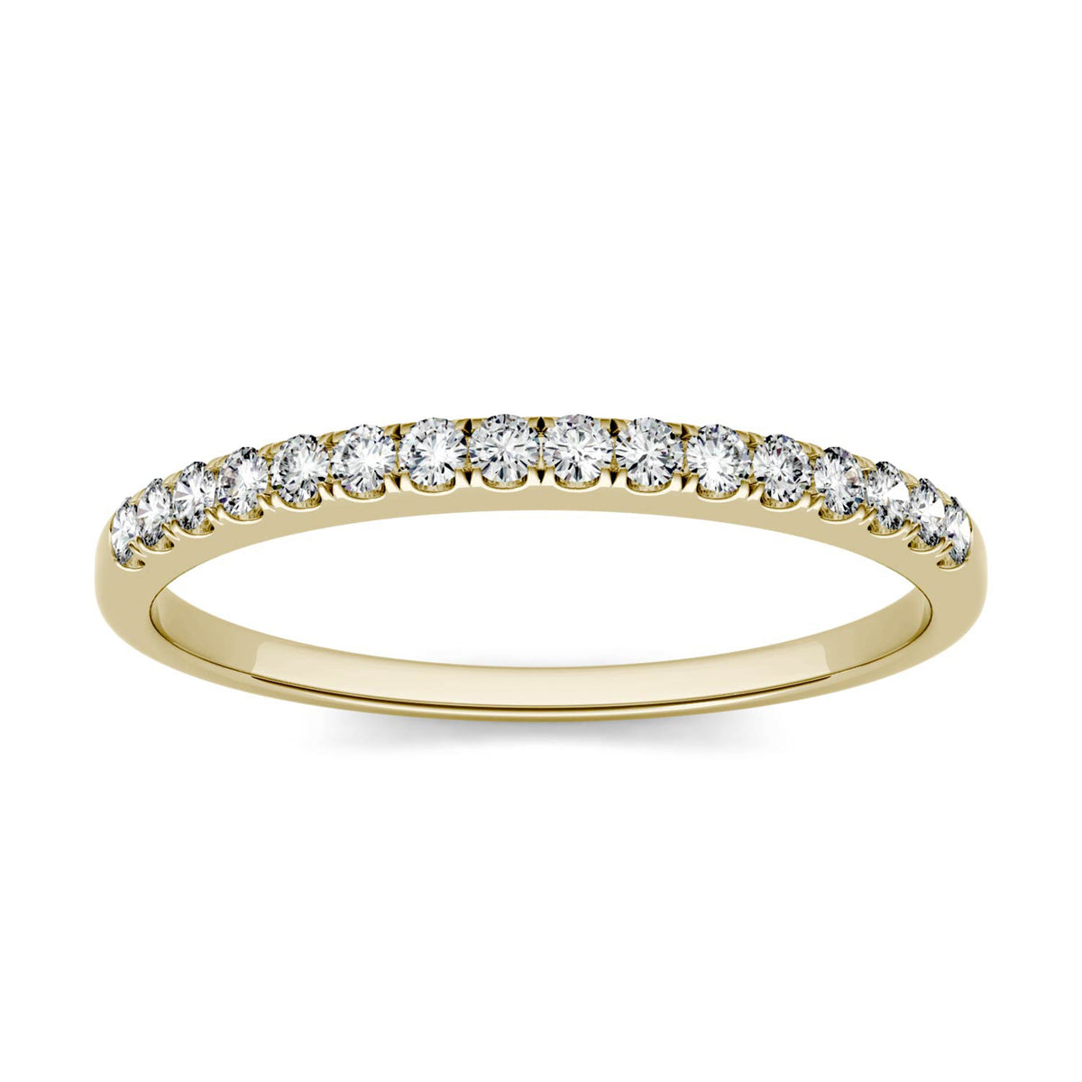 0.16 CTW DEW Round Moissanite Anniversary Ring in 14K Yellow Gold