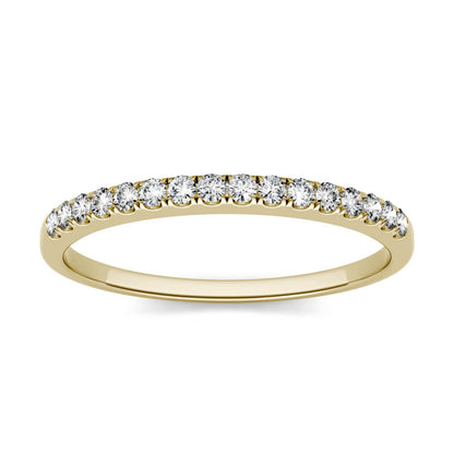 0.16 CTW DEW Round Moissanite Anniversary Ring in 14K Yellow Gold