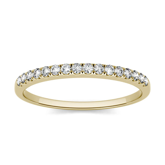 0.16 CTW DEW Round Moissanite Anniversary Ring in 14K Yellow Gold
