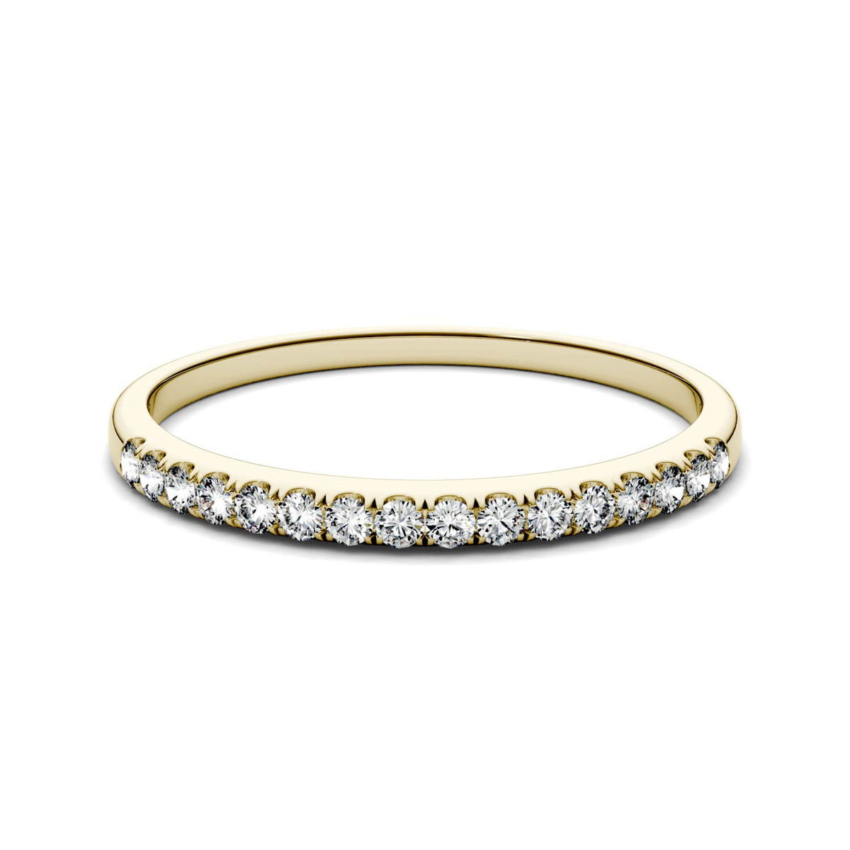 0.16 CTW DEW Round Moissanite Anniversary Ring in 14K Yellow Gold