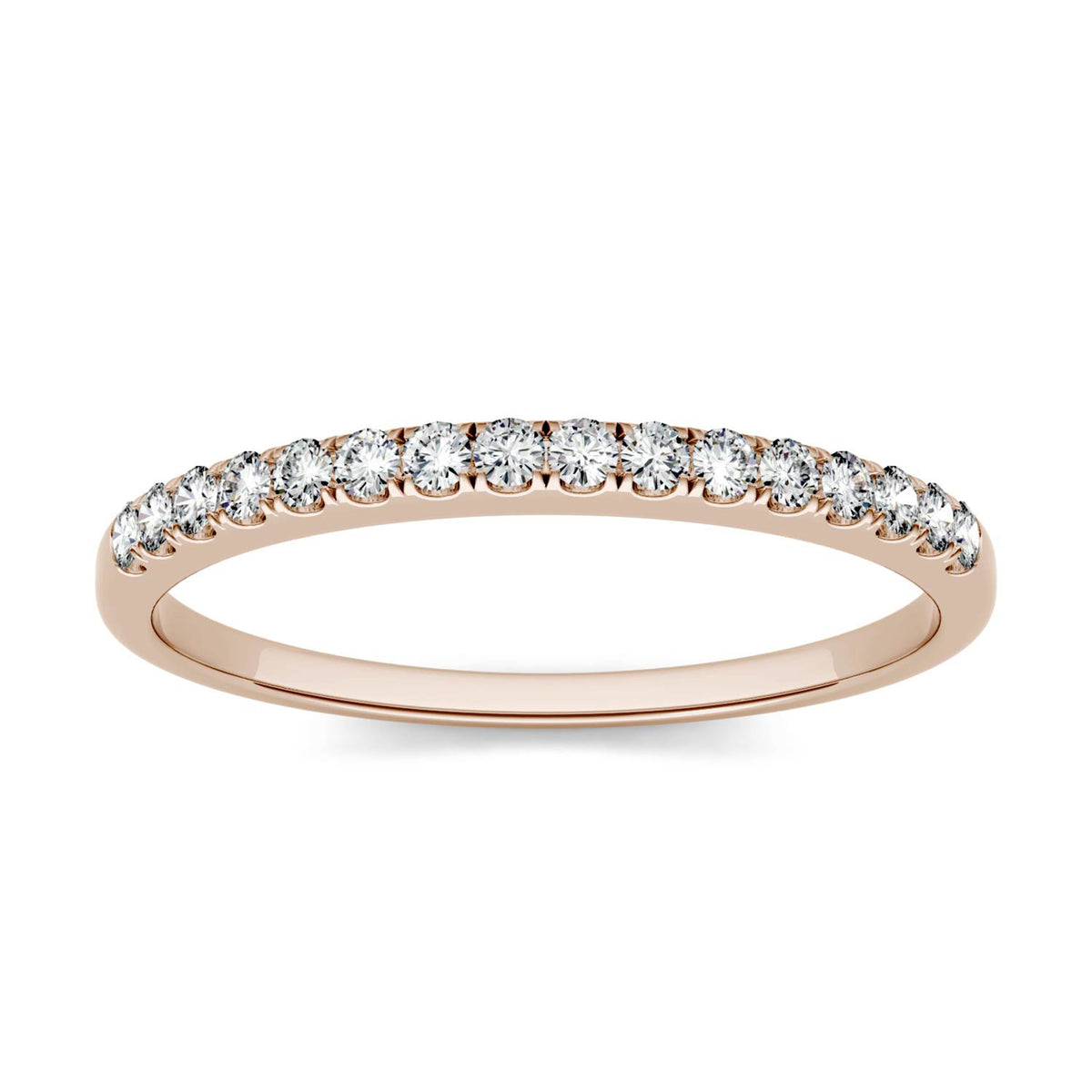 0.16 CTW DEW Round Moissanite Band in 14K Rose Gold