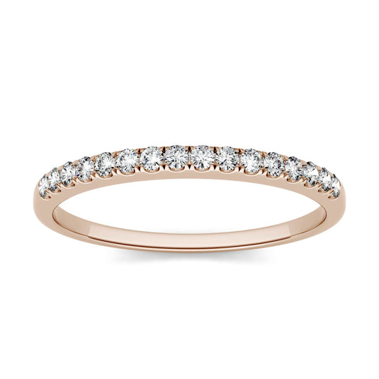 0.16 CTW DEW Round Moissanite Band in 14K Rose Gold