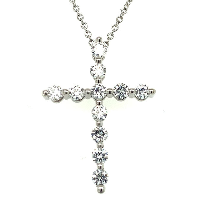 0.66 CTW DEW Moissanite Cross Pendant in 14K White Gold