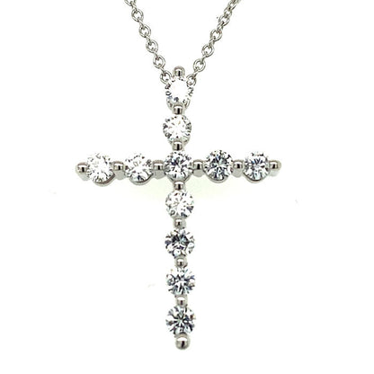 0.66 CTW DEW Moissanite Cross Pendant in 14K White Gold