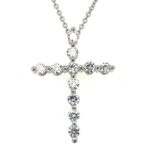 0.66 CTW DEW Moissanite Cross Pendant in 14K White Gold