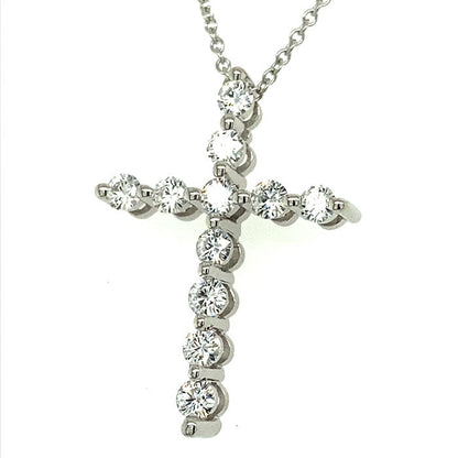 0.66 CTW DEW Moissanite Cross Pendant in 14K White Gold