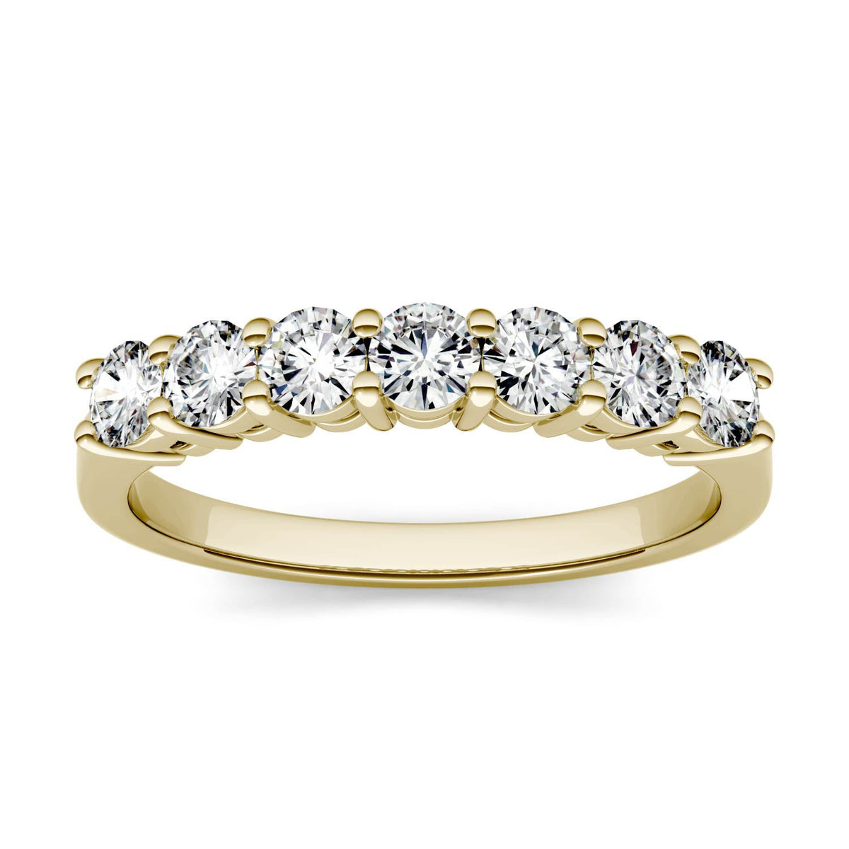 0.70 CTW DEW Round Moissanite Seven-Stone Anniversary Band in 14K Yellow Gold