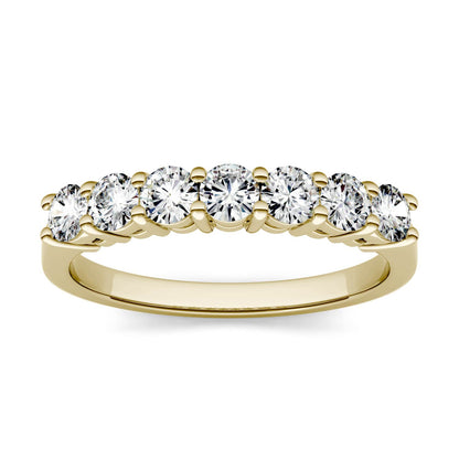 0.70 CTW DEW Round Moissanite Seven-Stone Anniversary Band in 14K Yellow Gold