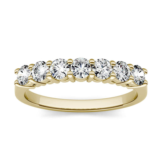 0.70 CTW DEW Round Moissanite Seven-Stone Anniversary Band in 14K Yellow Gold