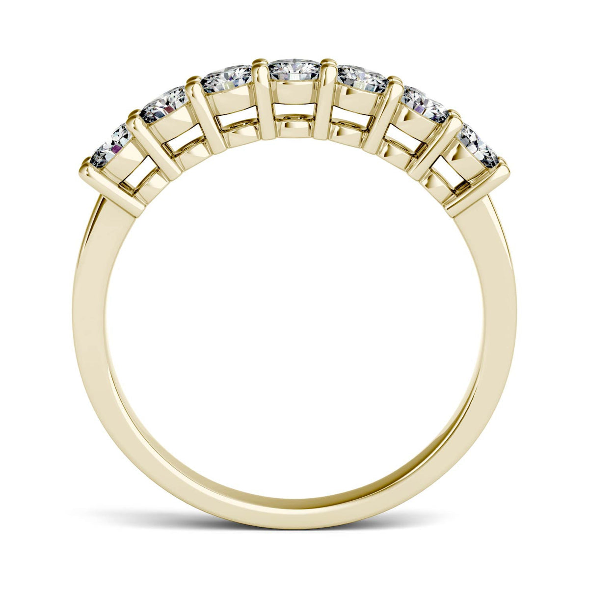 0.70 CTW DEW Round Moissanite Seven-Stone Anniversary Band in 14K Yellow Gold