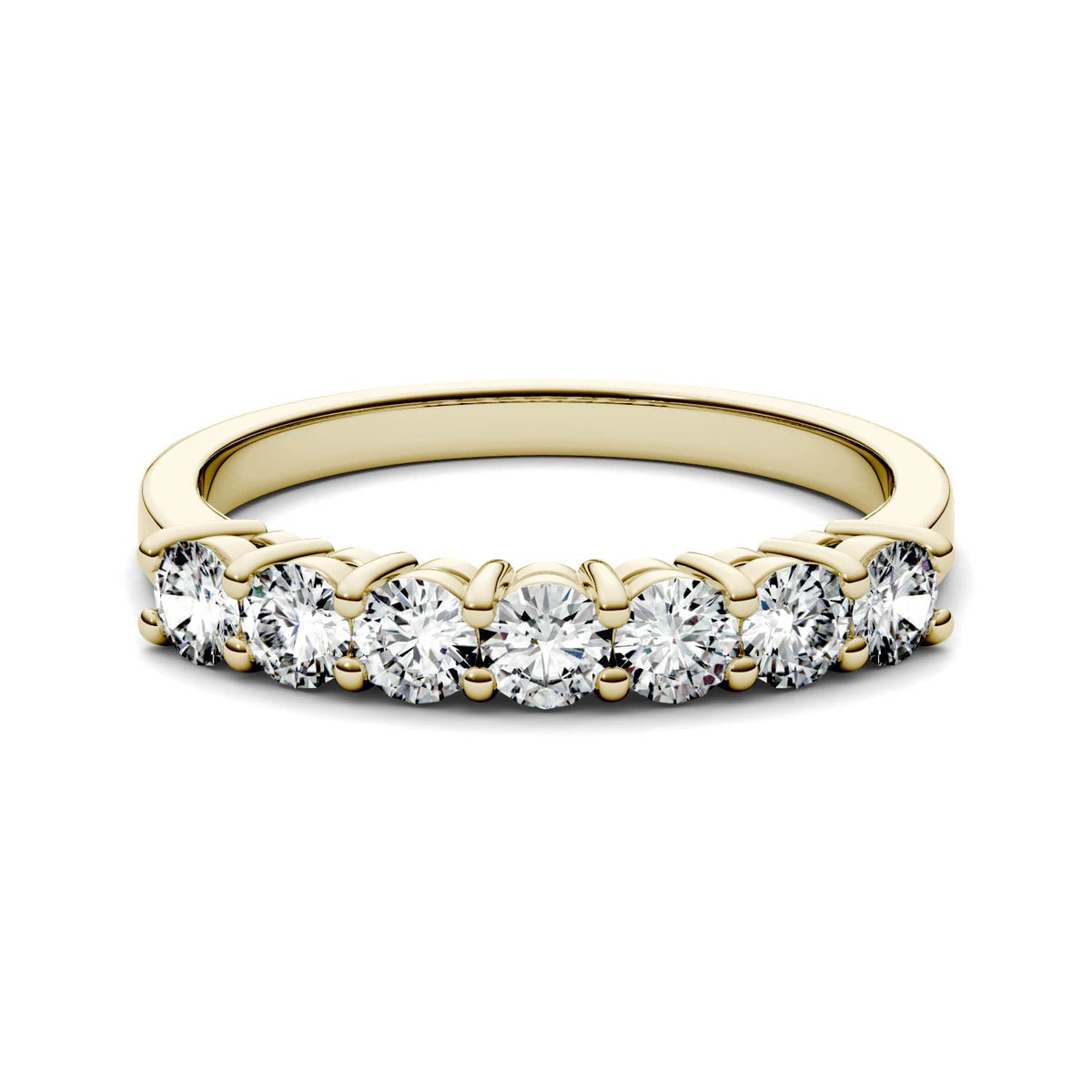 0.70 CTW DEW Round Moissanite Seven-Stone Anniversary Band in 14K Yellow Gold