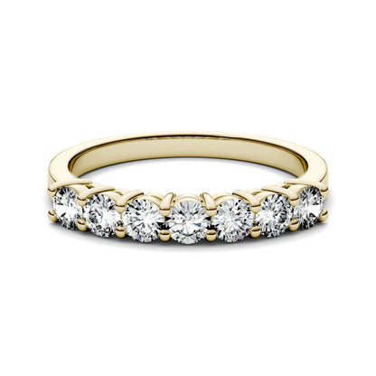 0.70 CTW DEW Round Moissanite Seven-Stone Anniversary Band in 14K Yellow Gold