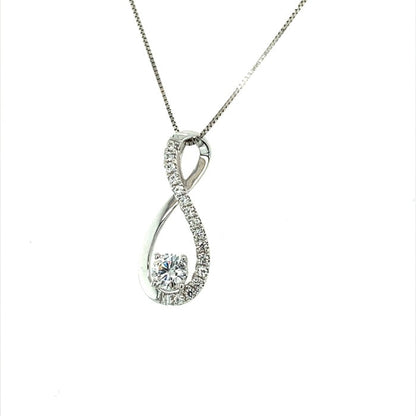0.49 CTW DEW Round Moissanite Infinity Teardrop Pendant in 14K White Gold