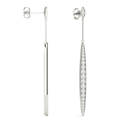 1.02 CTW DEW Round Moissanite Dangle Drop Earrings in 14K White Gold