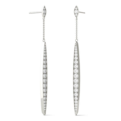 1.02 CTW DEW Round Moissanite Dangle Drop Earrings in 14K White Gold