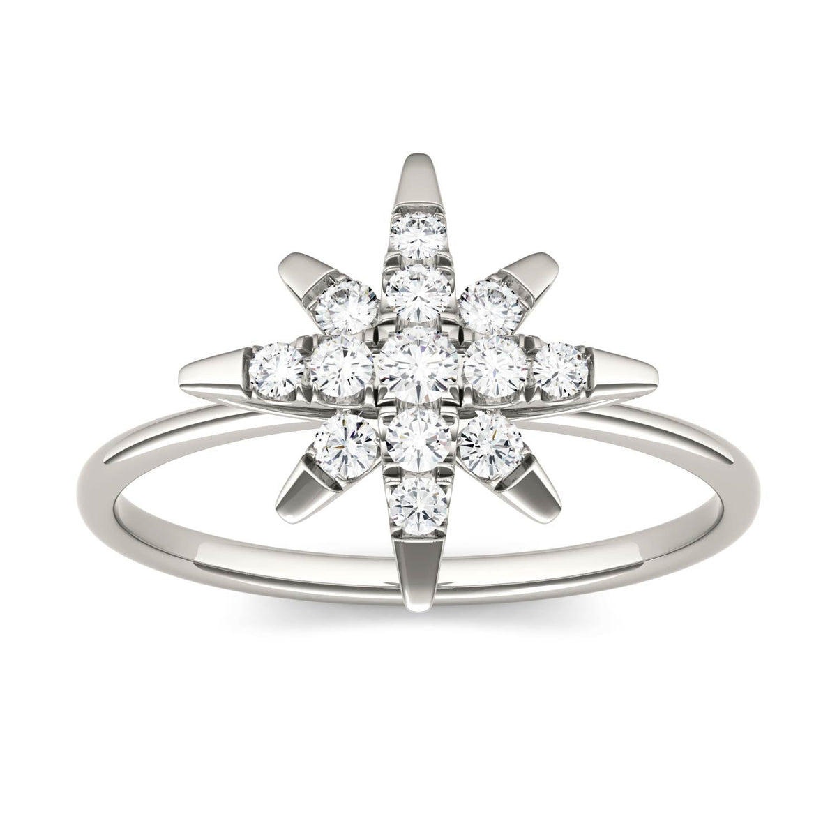 0.22 CTW DEW Moissanite Starburst Ring in 14K White Gold