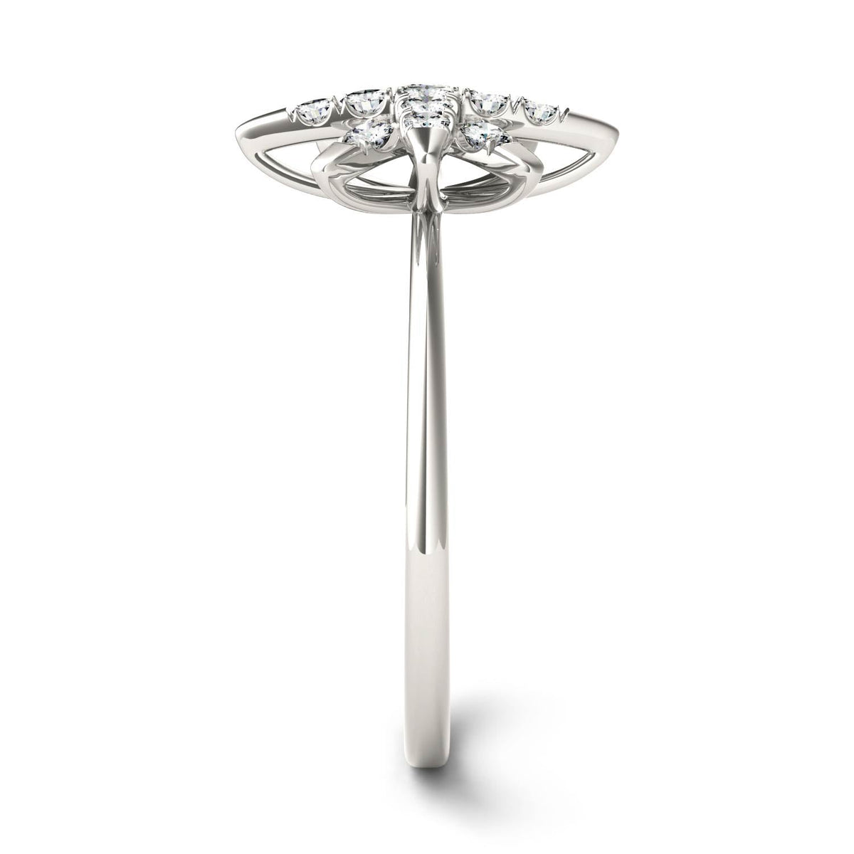 0.22 CTW DEW Moissanite Starburst Ring in 14K White Gold