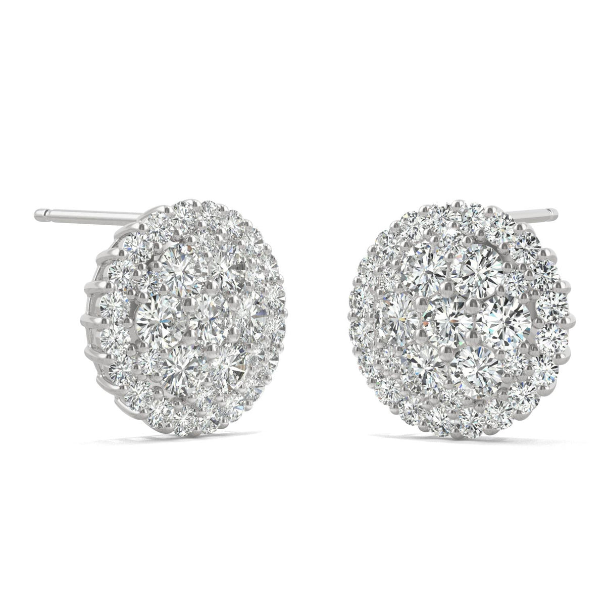 1.04 CTW DEW Round Moissanite Pave Stud Earrings in 14K White Gold