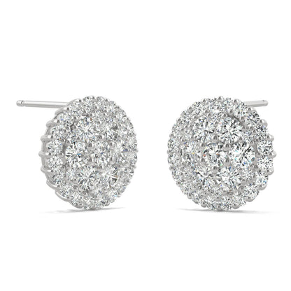 1.04 CTW DEW Round Moissanite Pave Stud Earrings in 14K White Gold