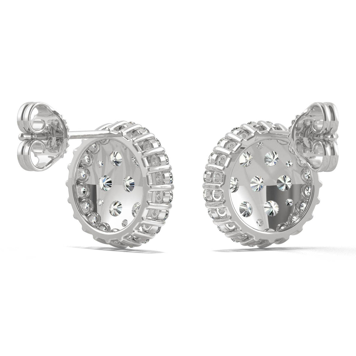 1.04 CTW DEW Round Moissanite Pave Stud Earrings in 14K White Gold