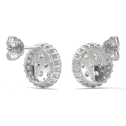 1.04 CTW DEW Round Moissanite Pave Stud Earrings in 14K White Gold