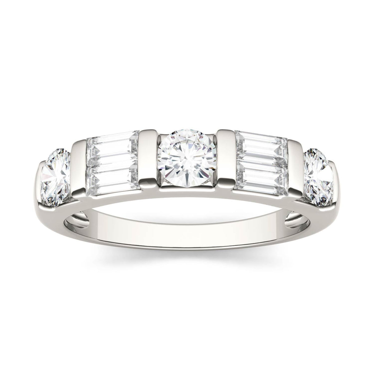 1.15 CTW DEW Straight Baguette Moissanite Double-Row Band in 14K White Gold