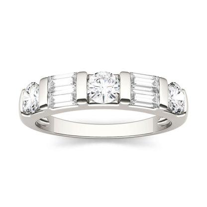 1.15 CTW DEW Straight Baguette Moissanite Double-Row Band in 14K White Gold