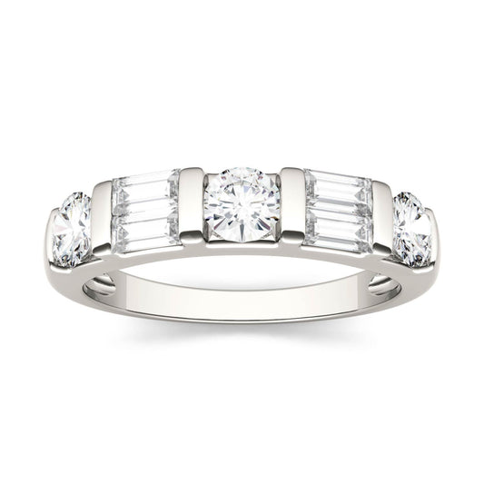 1.15 CTW DEW Straight Baguette Moissanite Double-Row Band in 14K White Gold