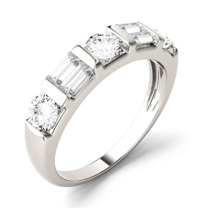 1.15 CTW DEW Straight Baguette Moissanite Double-Row Band in 14K White Gold