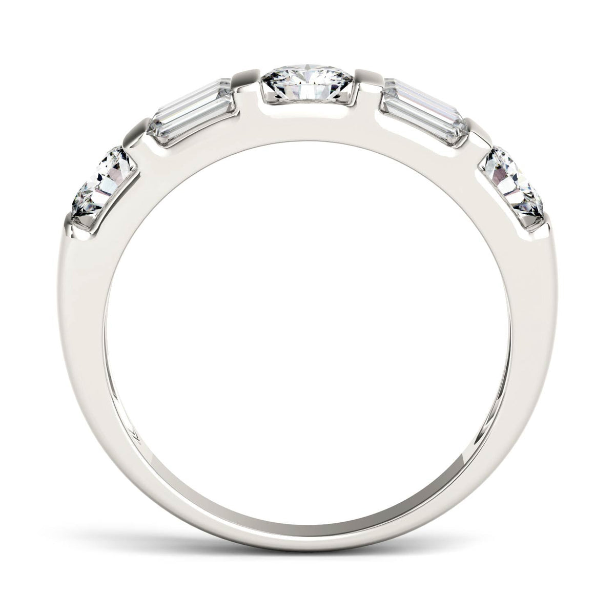 1.15 CTW DEW Straight Baguette Moissanite Double-Row Band in 14K White Gold