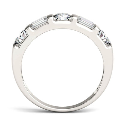 1.15 CTW DEW Straight Baguette Moissanite Double-Row Band in 14K White Gold