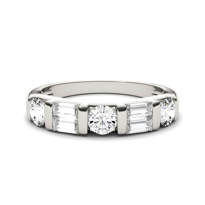 1.15 CTW DEW Straight Baguette Moissanite Double-Row Band in 14K White Gold
