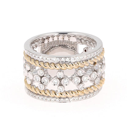 0.38 CTW DEW Moissanite Five-Row Cluster Band in 14K Two-Tone Gold
