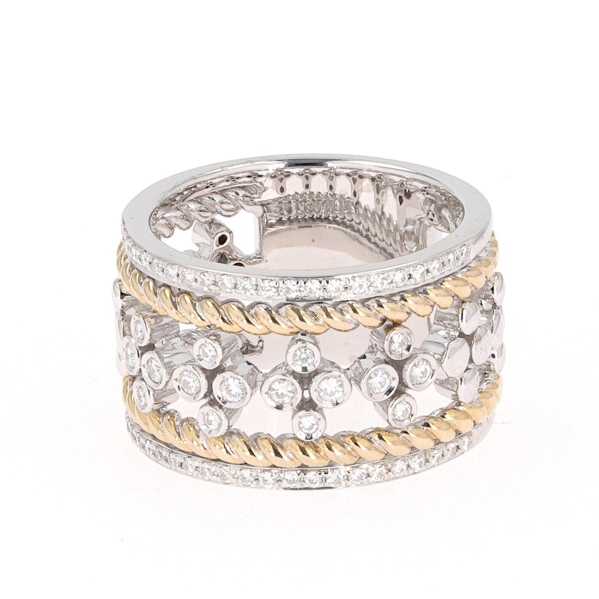 0.38 CTW DEW Moissanite Five-Row Cluster Band in 14K Two-Tone Gold