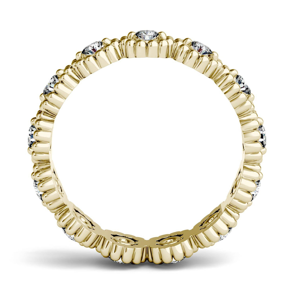 0.59 CTW DEW Round Moissanite Milgrain Eternity Band in 14K Yellow Gold
