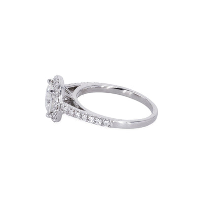 1.37 CTW DEW Cushion Moissanite Accented Halo Engagement Ring in 14K White Gold