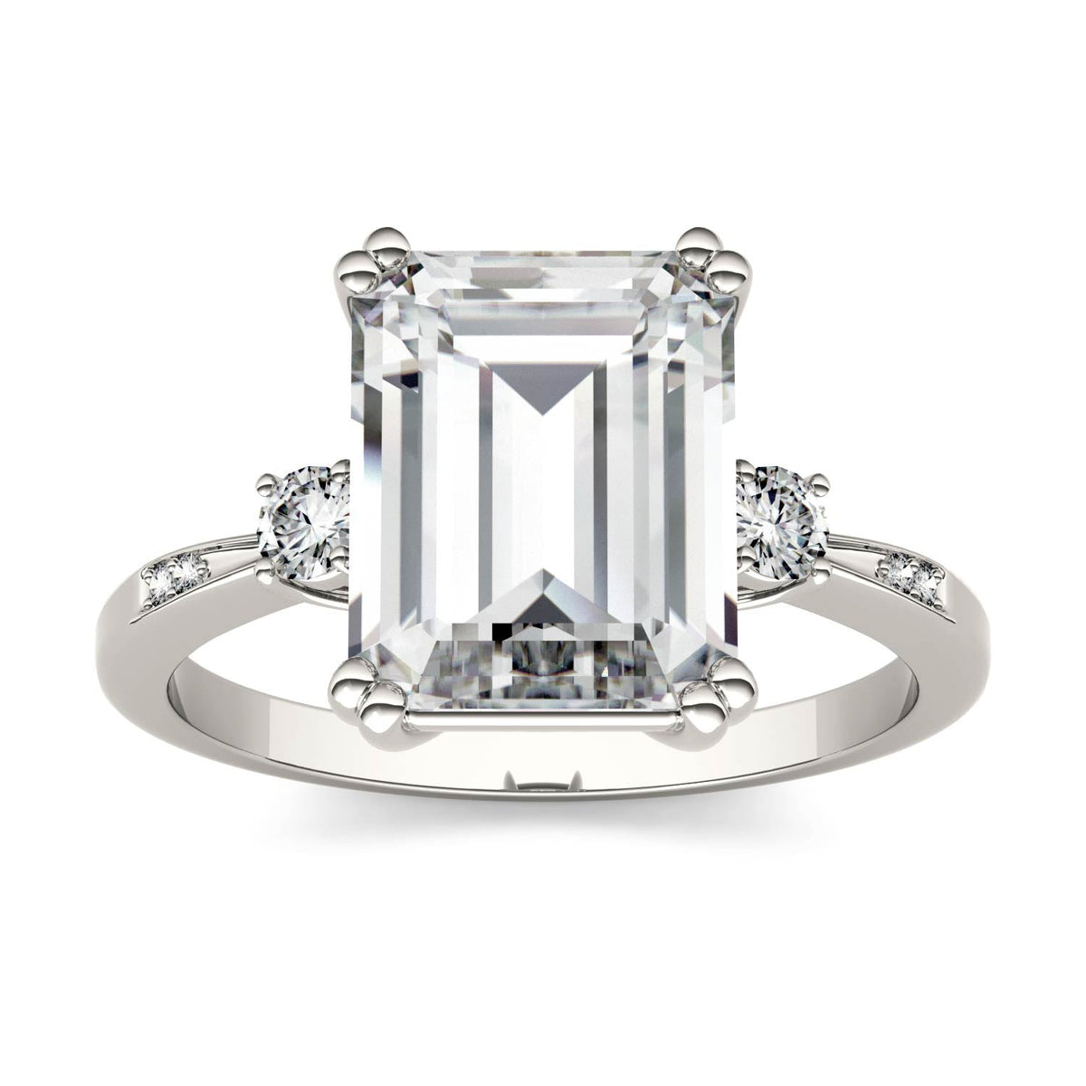 3.69 CTW DEW Emerald Moissanite Ring in 14K White Gold