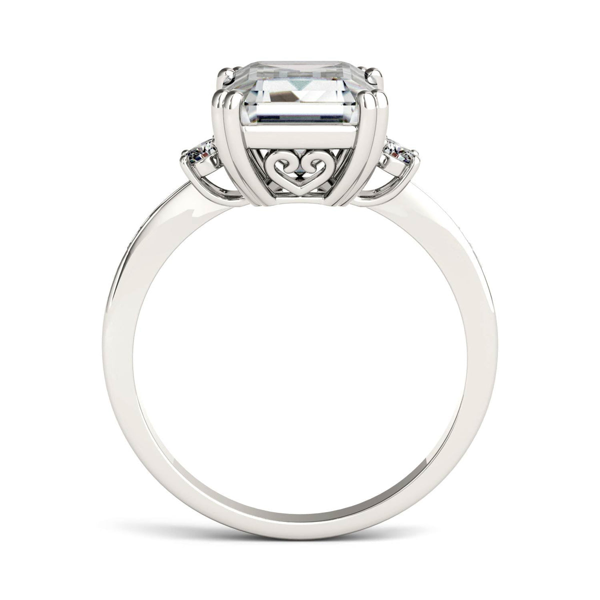 3.69 CTW DEW Emerald Moissanite Ring in 14K White Gold