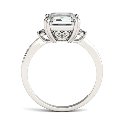 3.69 CTW DEW Emerald Moissanite Ring in 14K White Gold