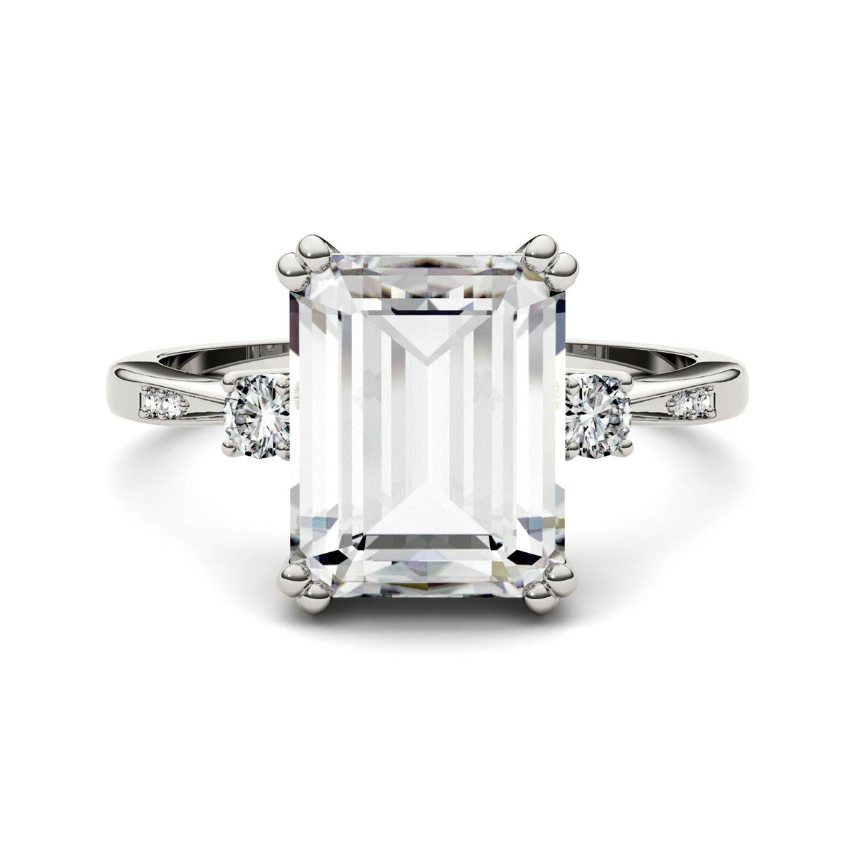 3.69 CTW DEW Emerald Moissanite Ring in 14K White Gold