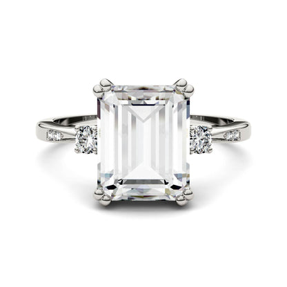 3.69 CTW DEW Emerald Moissanite Ring in 14K White Gold