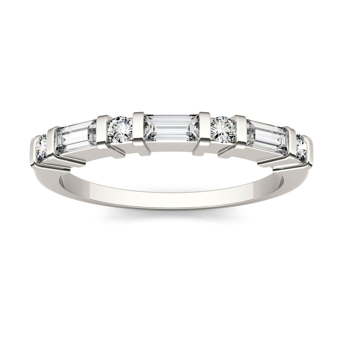 0.47 CTW DEW Alternating Straight Baguette Moissanite Band in 14K White Gold