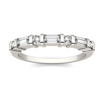 0.47 CTW DEW Alternating Straight Baguette Moissanite Band in 14K White Gold