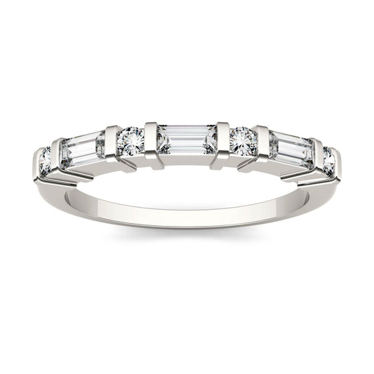 0.47 CTW DEW Alternating Straight Baguette Moissanite Band in 14K White Gold