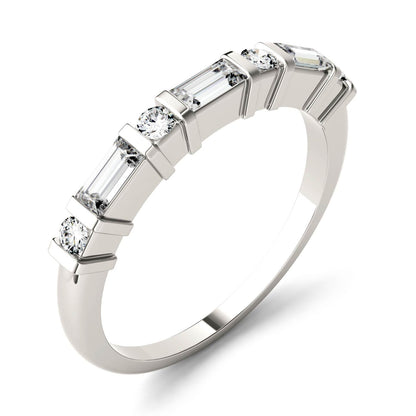 0.47 CTW DEW Alternating Straight Baguette Moissanite Band in 14K White Gold