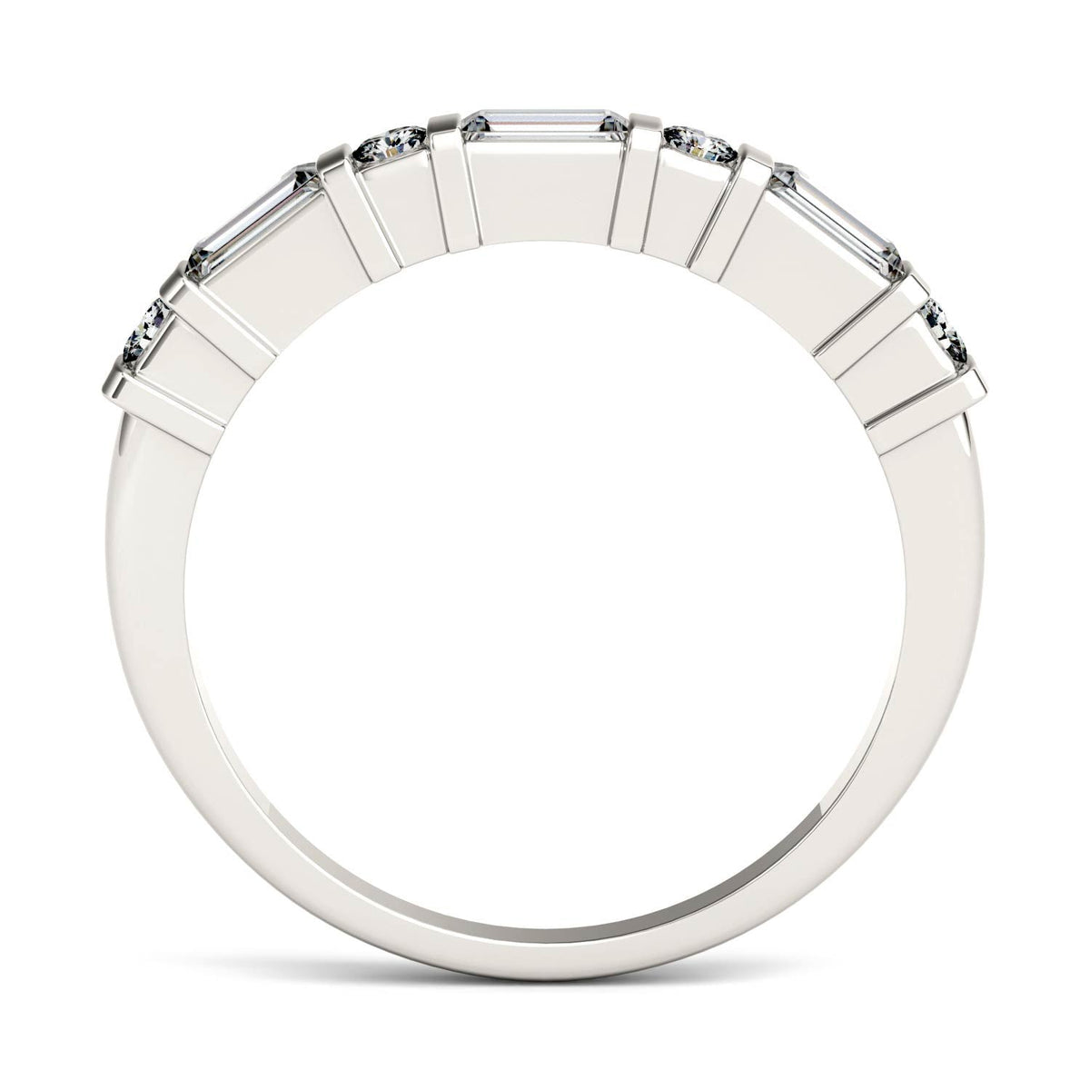 0.47 CTW DEW Alternating Straight Baguette Moissanite Band in 14K White Gold