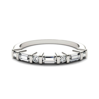 0.47 CTW DEW Alternating Straight Baguette Moissanite Band in 14K White Gold