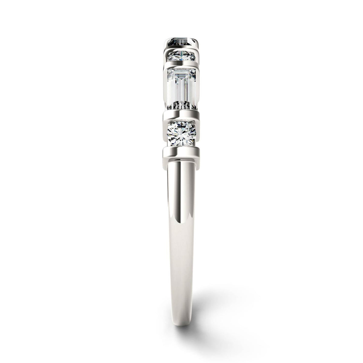 0.47 CTW DEW Alternating Straight Baguette Moissanite Band in 14K White Gold
